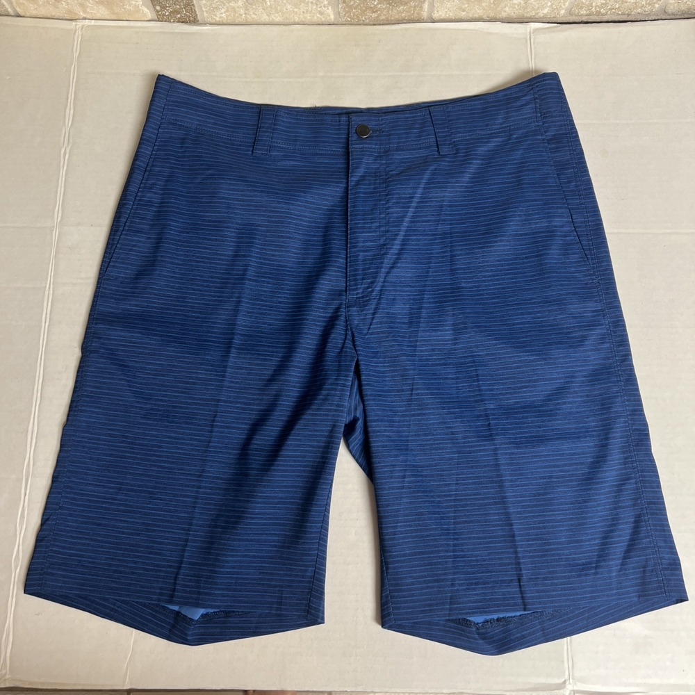 Callaway‎ Golf Shorts Mens 34 Blue Horizontal Stripe 10" Inseam